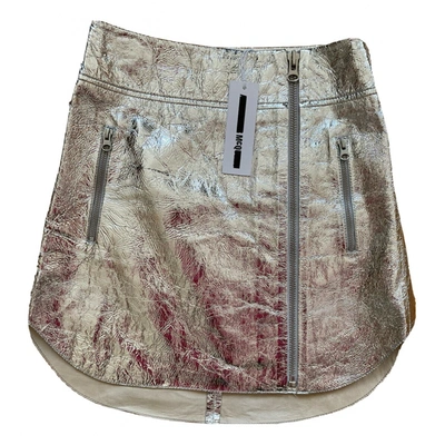 Pre-owned Mcq By Alexander Mcqueen Leather Mini Skirt In Silver
