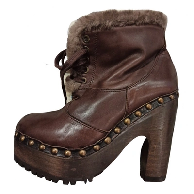 Pre-owned Ras Leather Ankle Boots In Brown