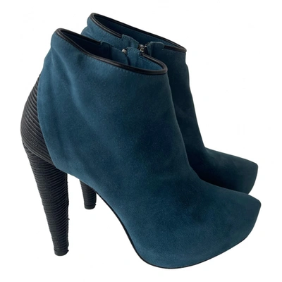 Pre-owned Aperlai Ankle Boots In Blue