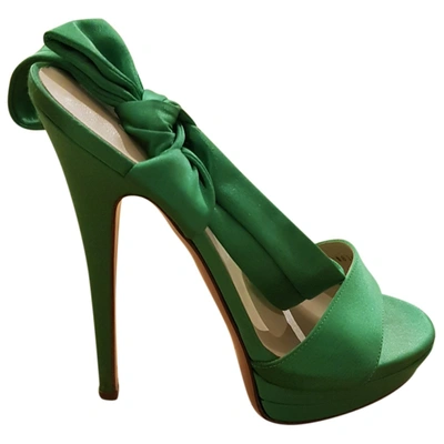 Pre-owned Casadei Cloth Sandals In Green