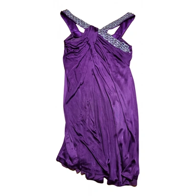 Pre-owned Roberto Cavalli Mini Dress In Purple
