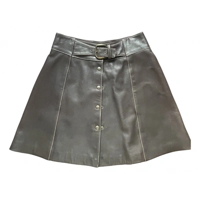 Pre-owned Byblos Leather Mini Skirt In Brown
