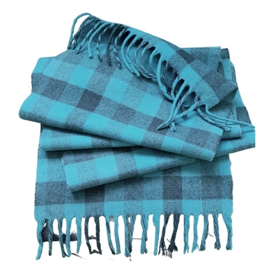 Pre-owned I Blues Wool Scarf & Pocket Square In Turquoise