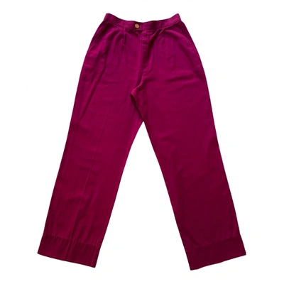 Pre-owned Saint Laurent Straight Pants In Burgundy