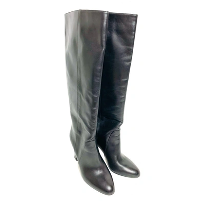 Pre-owned Diane Von Furstenberg Leather Snow Boots In Black