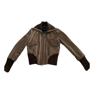 Pre-owned Fay Leather Jacket In Brown