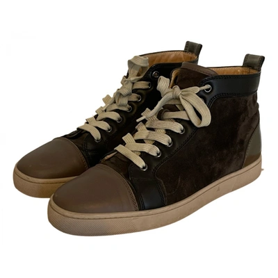 Pre-owned Christian Louboutin Louis Leather High Trainers In Brown