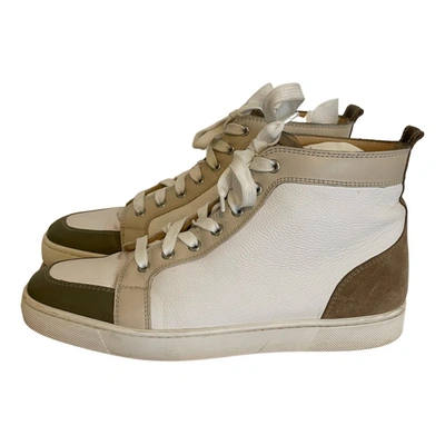 Pre-owned Christian Louboutin Louis Leather High Trainers In White