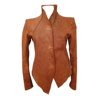 Pre-owned Helmut Lang Leather Blazer In Brown