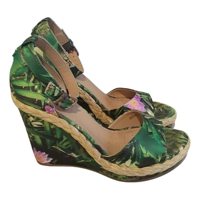 Pre-owned Geox Cloth Sandals In Green