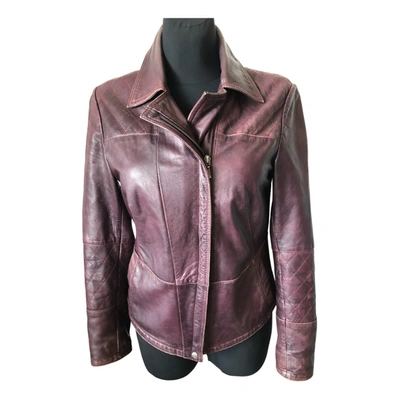 Pre-owned Clements Ribeiro Leather Jacket In Burgundy