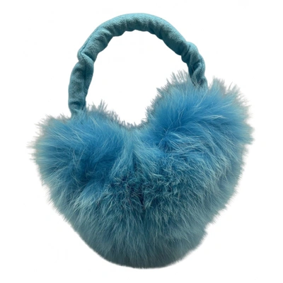 Pre-owned Escada Faux Fur Hair Accessory In Turquoise