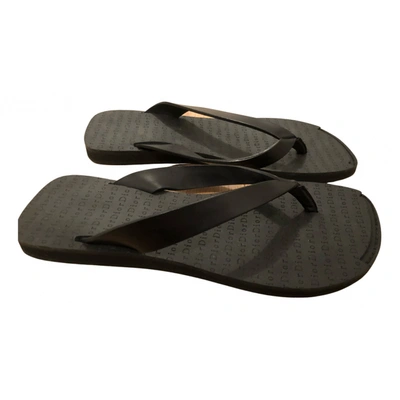 Pre-owned Dior Leather Sandals In Anthracite