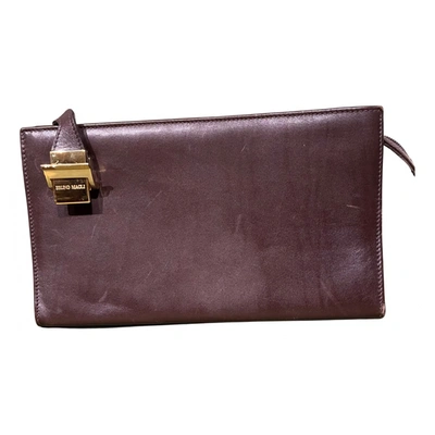 Pre-owned Bruno Magli Leather Clutch Bag In Brown