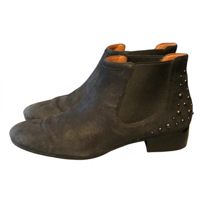 Pre-owned Trussardi Leather Ankle Boots In Grey