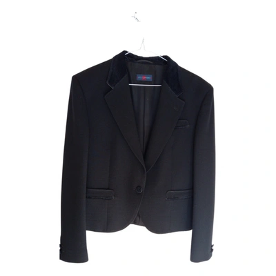 Pre-owned Les Copains Wool Short Vest In Black