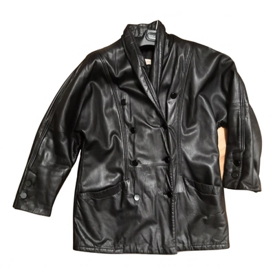 Pre-owned Gherardini Leather Biker Jacket In Black
