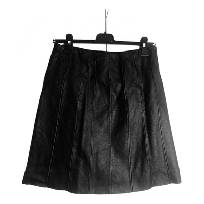 Pre-owned Kenzo Leather Skirt In Black