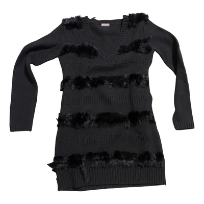 Pre-owned Galliano Wool Mini Dress In Black