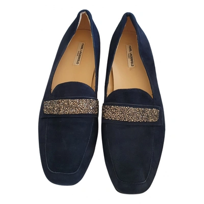 Pre-owned Karl Lagerfeld Ballet Flats In Navy