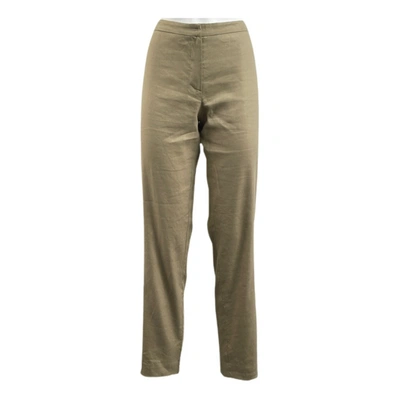 Pre-owned Les Copains Linen Straight Pants In Beige