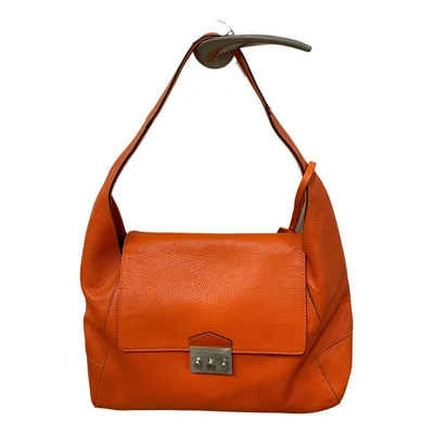 Pre-owned Calvin Klein Leather Handbag In Orange