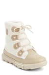 Sorel Explorer Ii Joan Cozy Faux Shearling And Suede Ankle Boots In Ancient Fossil