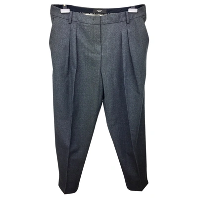 Pre-owned Max Mara Wool Carot Pants In Grey