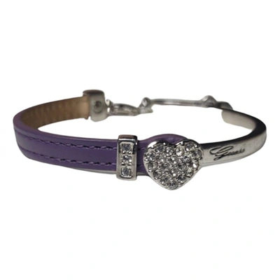 Pre-owned Guess Leather Bracelet In Purple