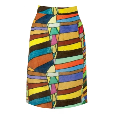Pre-owned Clements Ribeiro Silk Mini Skirt In Multicolour