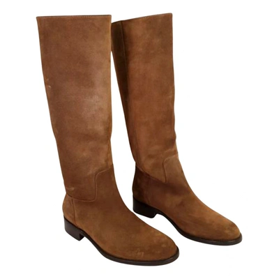 Pre-owned Anthology Paris Leather Boots In Camel