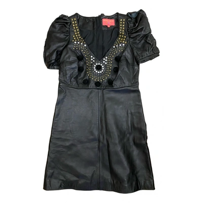 Pre-owned Manoush Leather Mini Dress In Black
