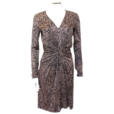 Pre-owned Issa Silk Mid-length Dress In Brown