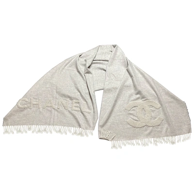 Pre-owned Chanel Cashmere Scarf In Grey