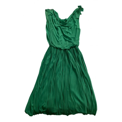 Pre-owned Class Cavalli Silk Mid-length Dress In Green