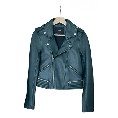 Pre-owned Maje Leather Jacket In Green
