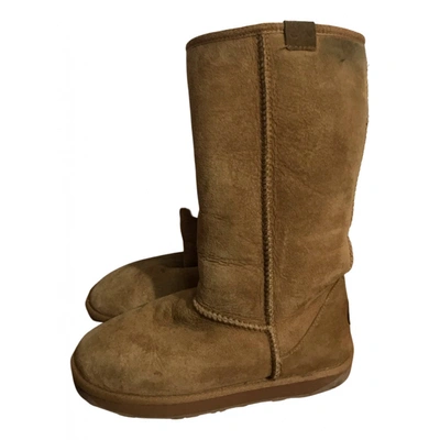 Pre-owned Emu Australia Leather Ankle Boots In Camel