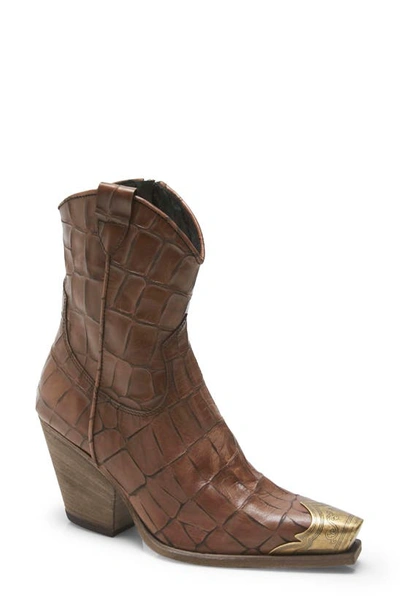 Free People Brayden Western Boot In Bitter Brown Croc