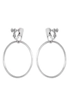 Vince Camuto Stylish Drop Hoop Clip On Earrings In Silver-tone