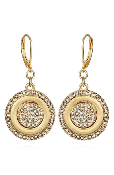 Vince Camuto Crystal Coin Drop Earrings In Gold/ Crystal