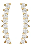 Vince Camuto Cubic Zirconia Stone Studded Climber Earrings In Gold-tone