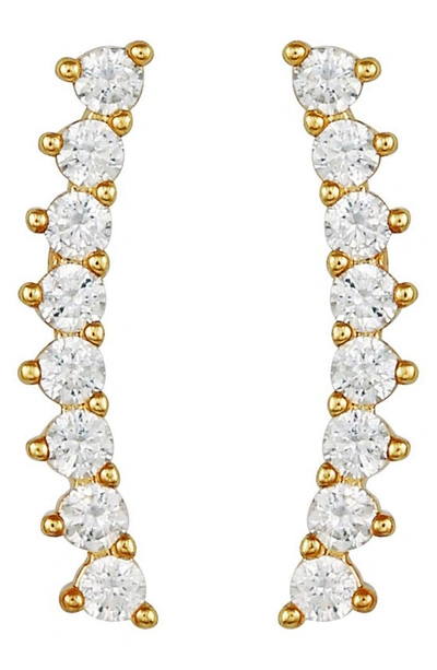 Vince Camuto Cubic Zirconia Stone Studded Climber Earrings In Gold-tone
