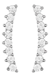 Vince Camuto Cubic Zirconia Stone Studded Climber Earrings In Silver-tone