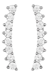 Vince Camuto Cubic Zirconia Stone Studded Climber Earrings In Silver/ Crystal
