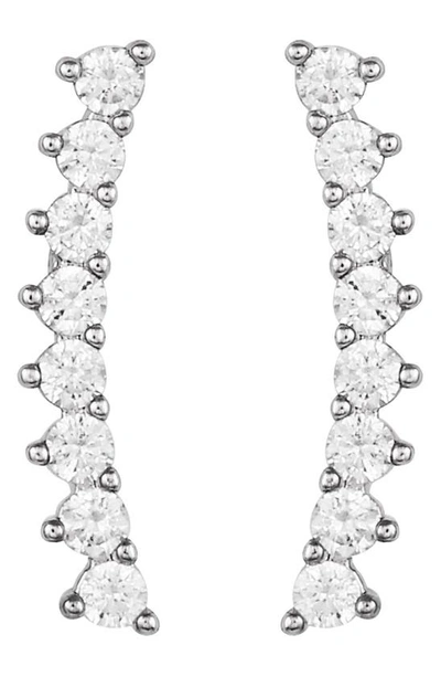Vince Camuto Cubic Zirconia Stone Studded Climber Earrings In Silver-tone