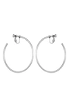 Vince Camuto Sleek Large Open Hoop Clip On Earrings In Silver