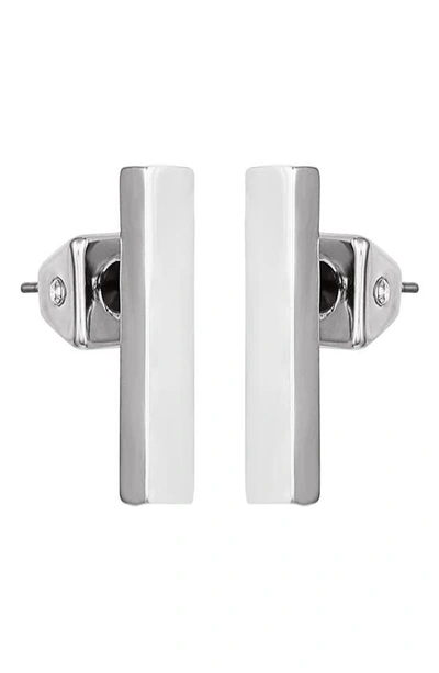 Vince Camuto Vertical Rectangle Stud Earrings In Silver-tone