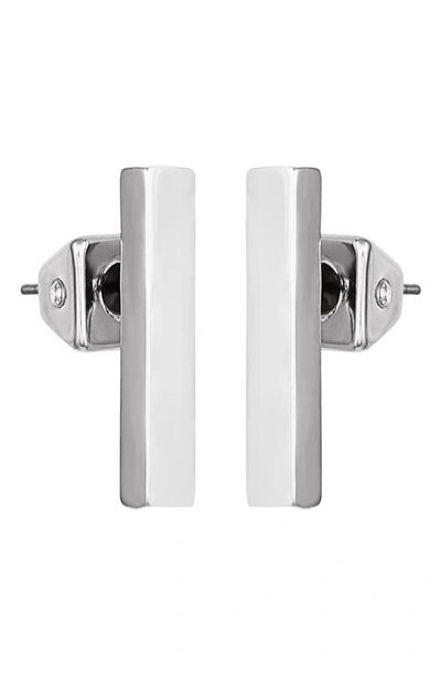 Vince Camuto Vertical Rectangle Stud Earrings In Silver