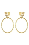 Vince Camuto Stylish Drop Hoop Clip On Earrings In Gold-tone