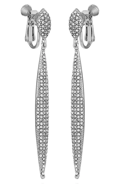 Vince Camuto Crystal Clip-on Drop Earrings In Silver-tone